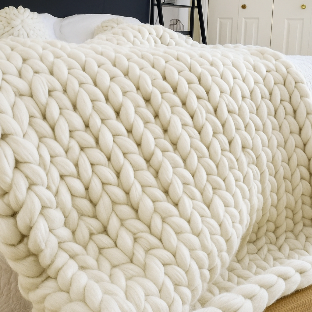 Chunky Merino Wolldecke – Stilvoll, weich & fotogen