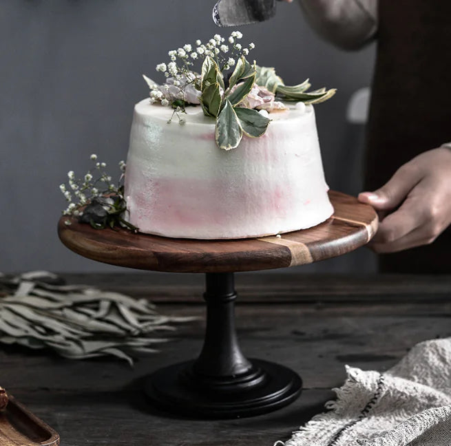 Akazienholz Kuchenplatte mit hohem Fuß