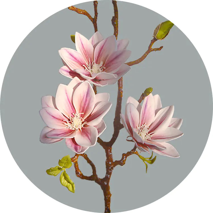 Exquisite dreiköpfige Magnolien-Kunstblumen - in vier Farben erhältlich