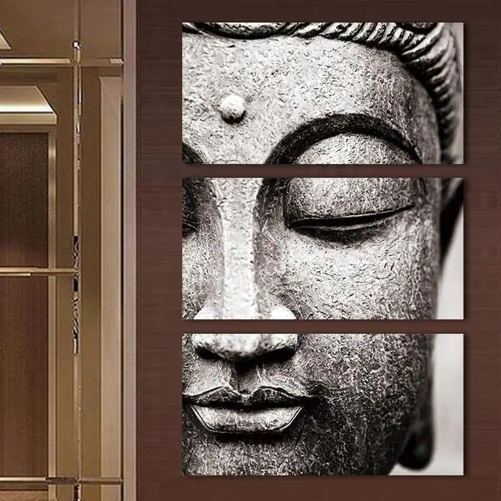 Buddha Wandbild Set – 3-teilige Leinwandkunst für Ruhe & Achtsamkeit
