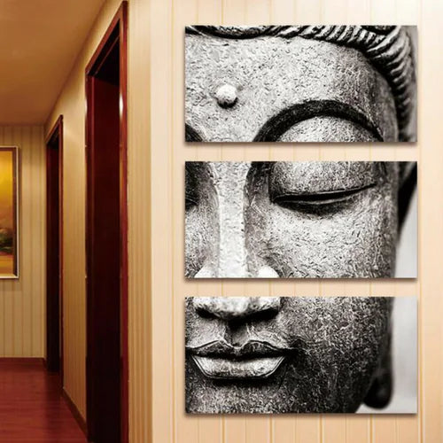 Buddha Wandbild Set – 3-teilige Leinwandkunst für Ruhe & Achtsamkeit