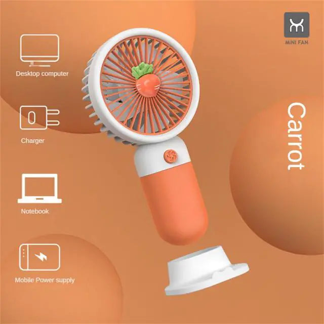 Tragbarer USB-Ventilator im Cartoon-Stil – Mini-Ventilator für unterwegs