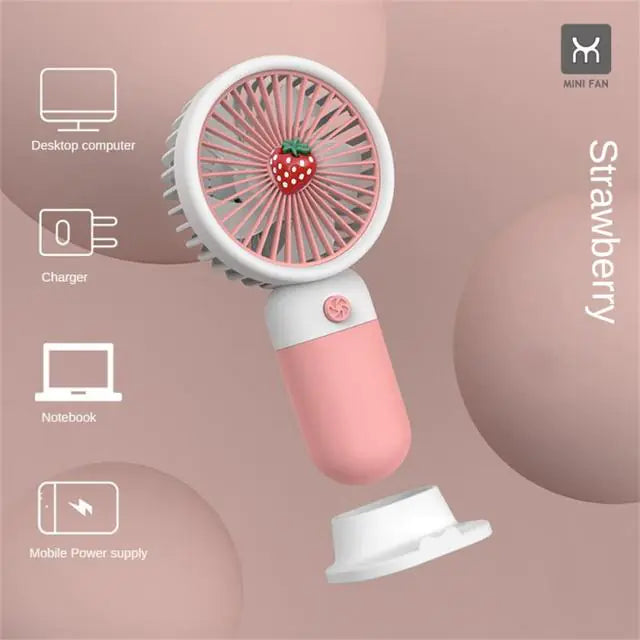 Tragbarer USB-Ventilator im Cartoon-Stil – Mini-Ventilator für unterwegs