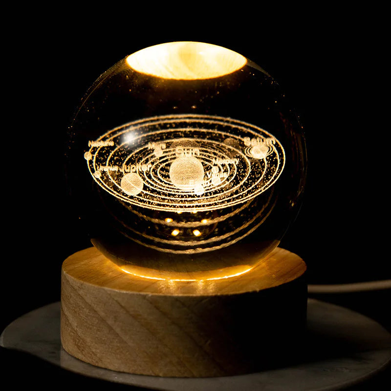 3D-Sonnensystem-Kristallkugel-Lampe