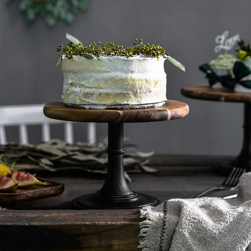 Akazienholz Kuchenplatte mit hohem Fuß